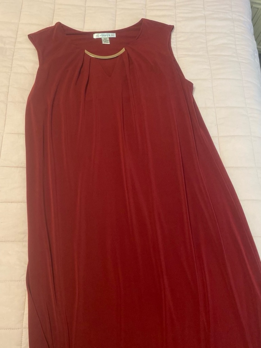 Aa Studio Wine Sleeveless Tunic with Gold Neck Accent 18W dress